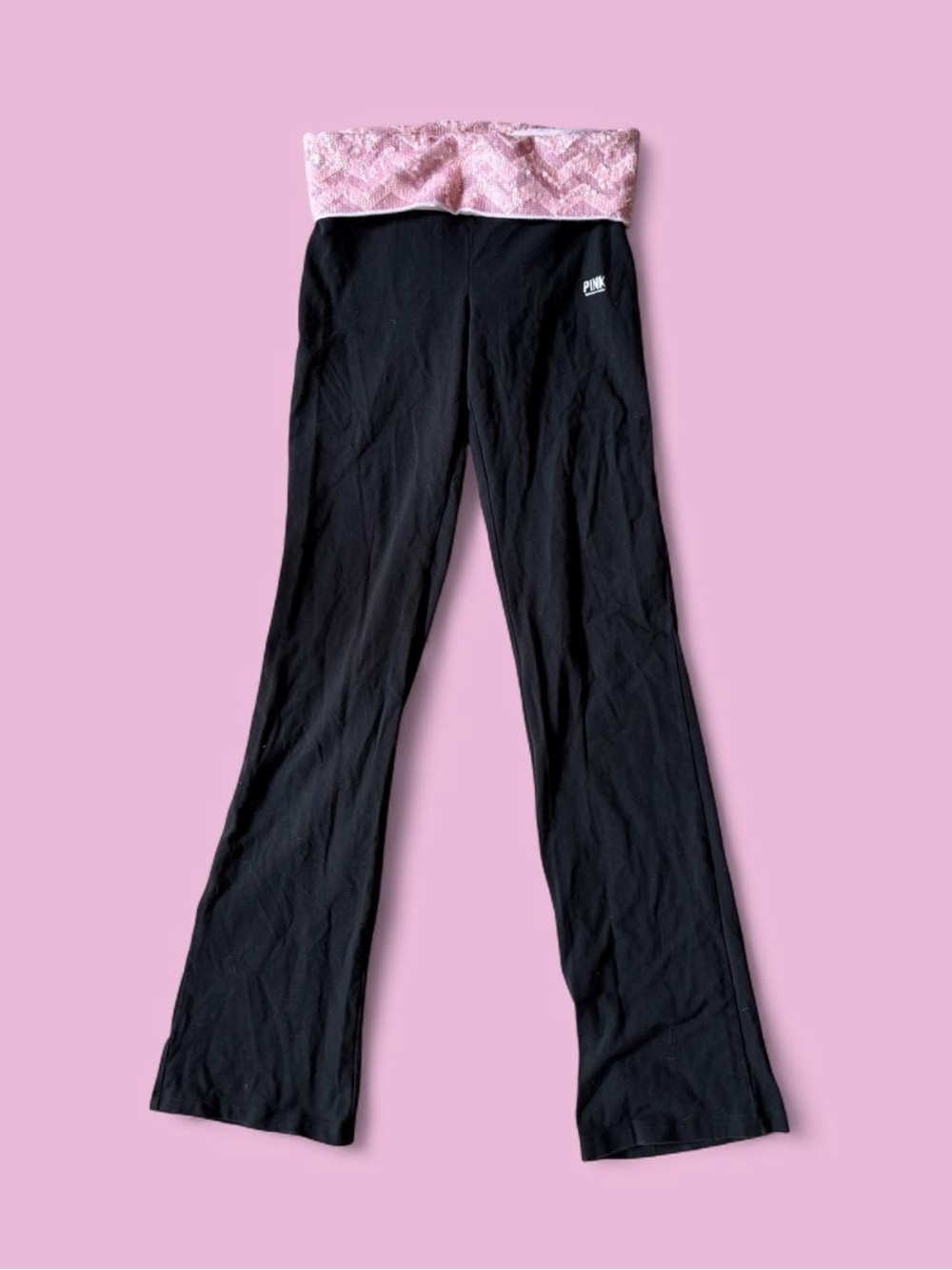 Y2K PINK Foldover sequin chevron yoga pants